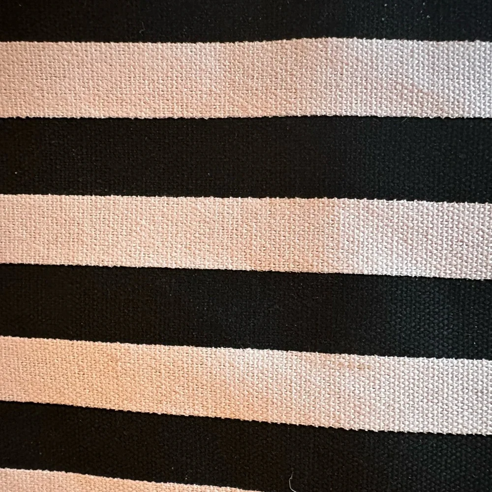 Victoria’s Secret Light Blush Pink & Black Striped Zip Top Cosmetic Pouch  NWOT - Picture 8 of 9